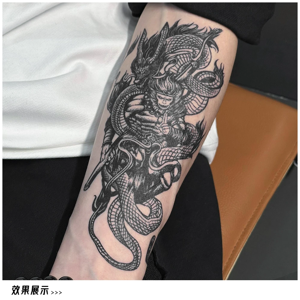 万般佛魔大圣手臂图案贴纸防水逼真纹身贴防水持久逼真