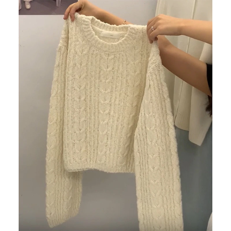 慵懒风温柔气质复古麻花长袖针织毛衣女洋气时尚百搭上衣