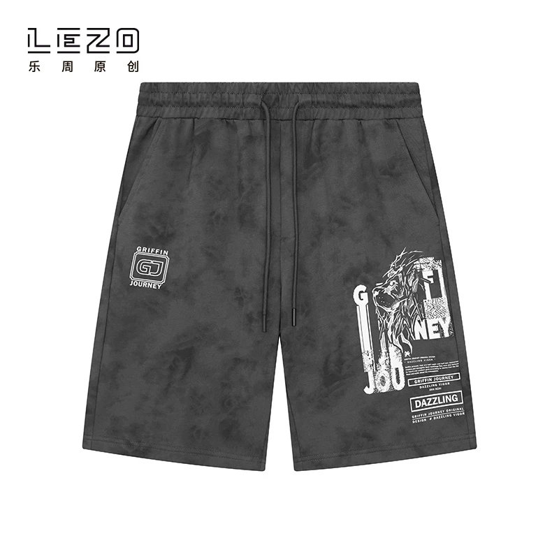 LEZO乐周夏季新款时尚男装短裤休闲百搭舒适针织五分裤情侣休闲裤