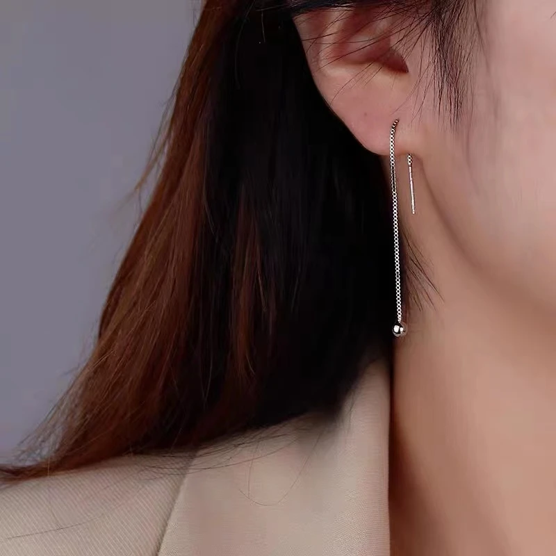 足银耳饰 纯银豆豆耳线 气质轻奢百搭小众简约个性精致素款设计感