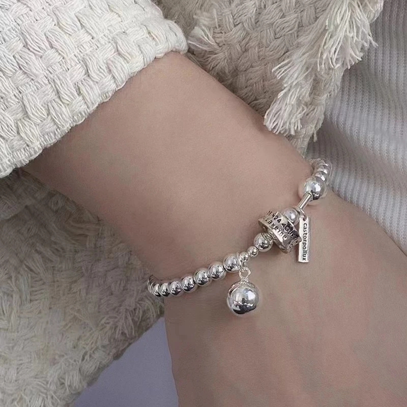 925银手链 纯银牛油果绿圆环长牌手串 ins风时尚个性女送闺蜜礼物