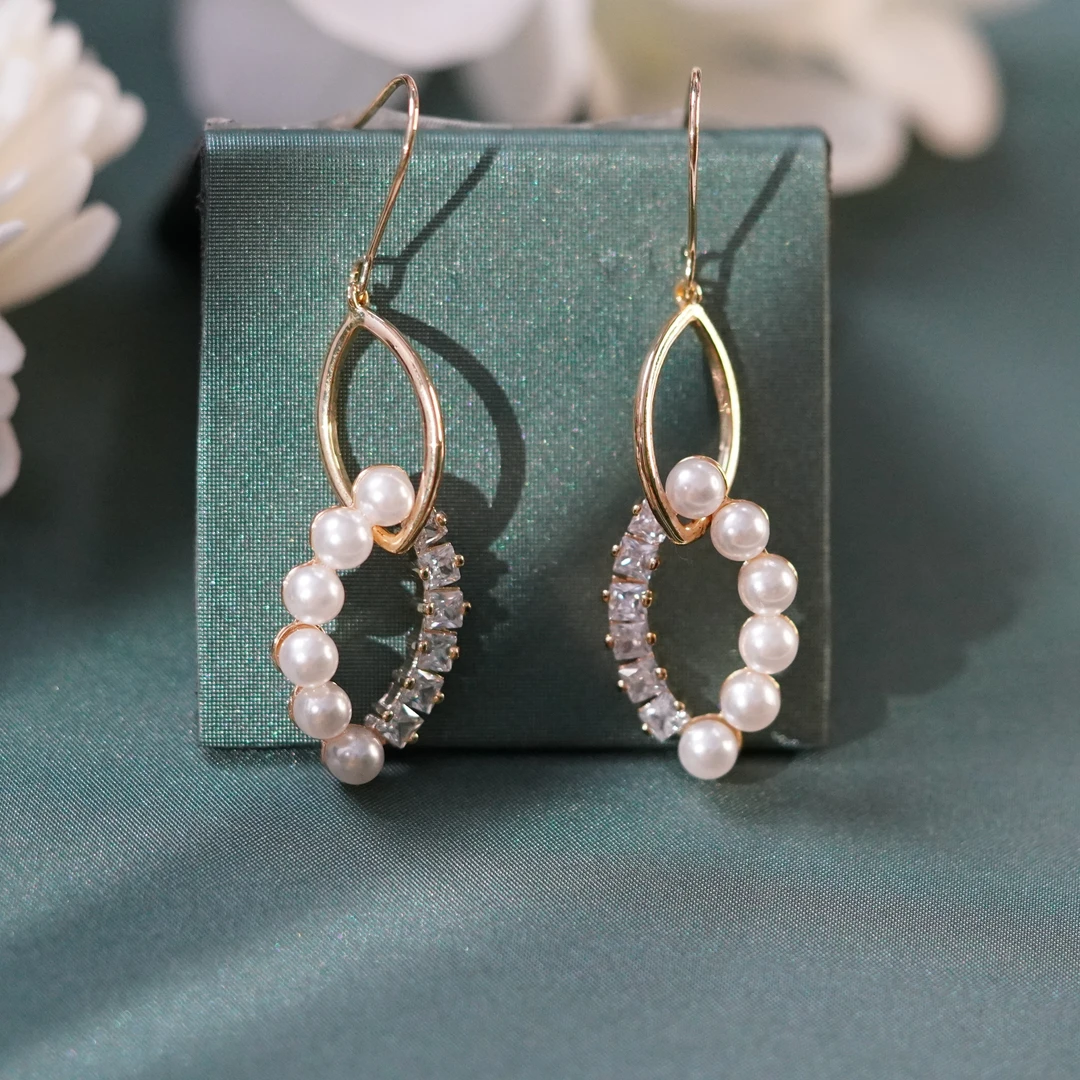 安托上品 合金仿珍珠耳饰 月光倾城 法式轻奢时尚耳环精致优雅