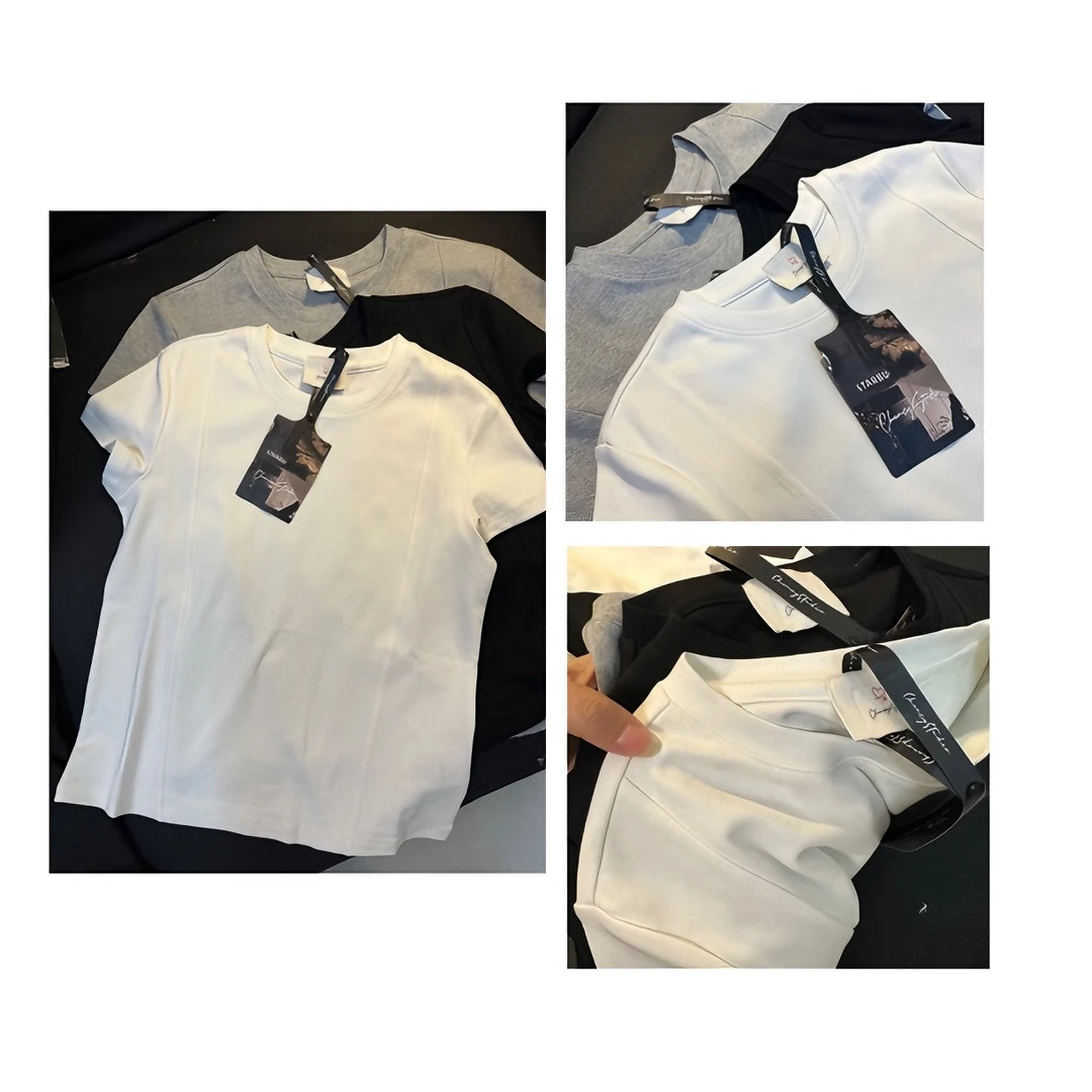 重磅质感 短袖简约春夏打底半袖美式圆领休闲百搭白色情侣潮流ins