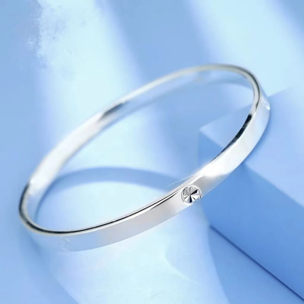 足银手镯 足银999固口五星手镯女款时尚百搭简约