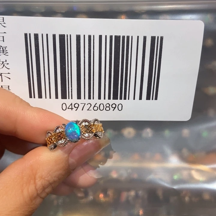 欧泊戒指欧泊银S925镶嵌两**酱