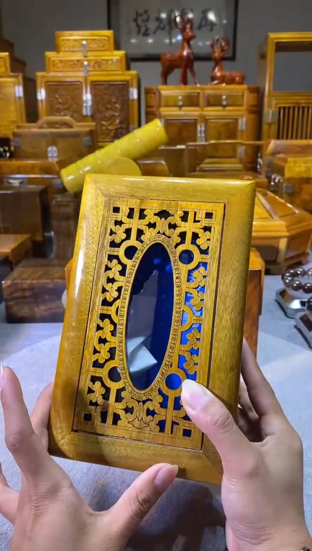 【闪购商品】金丝楠木艺金丝楠木小叶纸巾盒