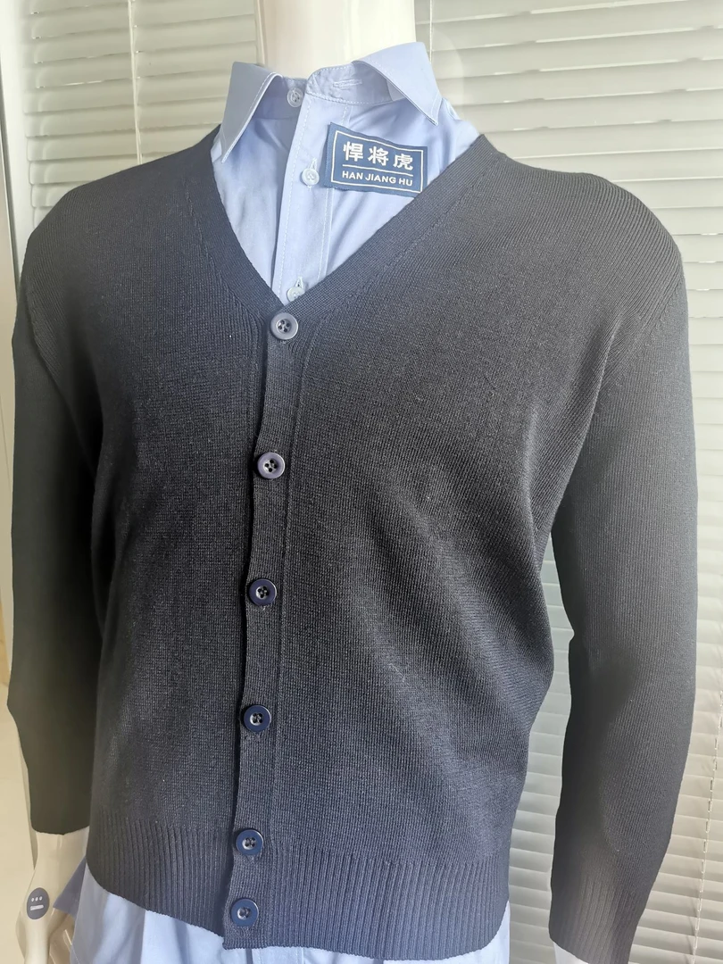 正品开衫毛衫羊毛款加厚保暖羊毛衫保安针织衫藏青色执勤长袖毛衣