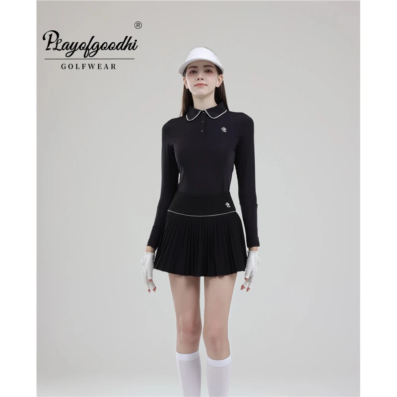 高尔夫服装女韩版高尔夫长袖女装女高尔夫裙显瘦弹力速干运动球服