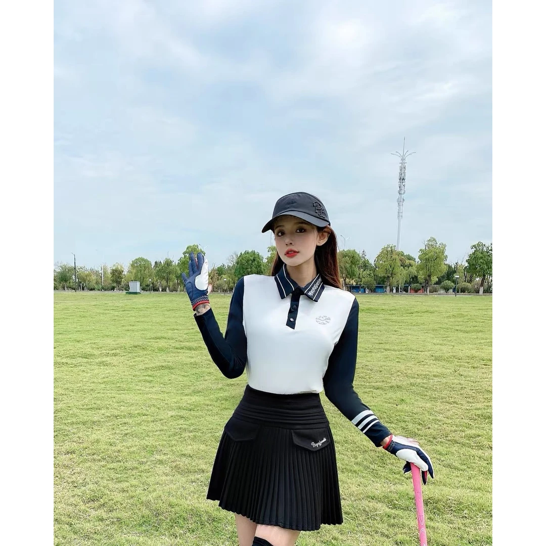 高尔夫服装女春夏高尔夫长袖女韩版显瘦弹力高尔球服女运动球服女