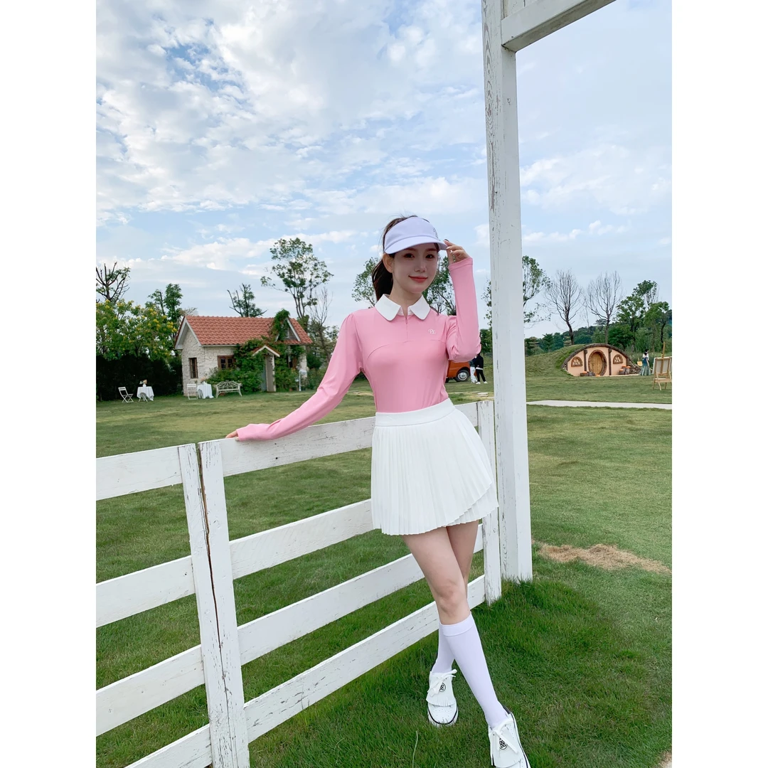 高尔夫服装女韩版高尔夫女装长袖女高尔夫女裙显瘦弹力高尔夫球服