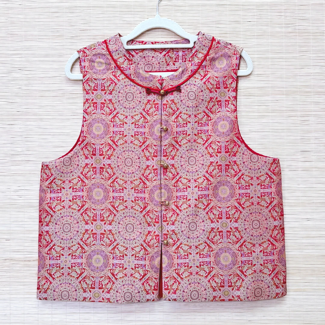 【宋锦马甲③】中式女装真丝宋锦马甲上衣桑蚕丝春秋中国风复古马夹