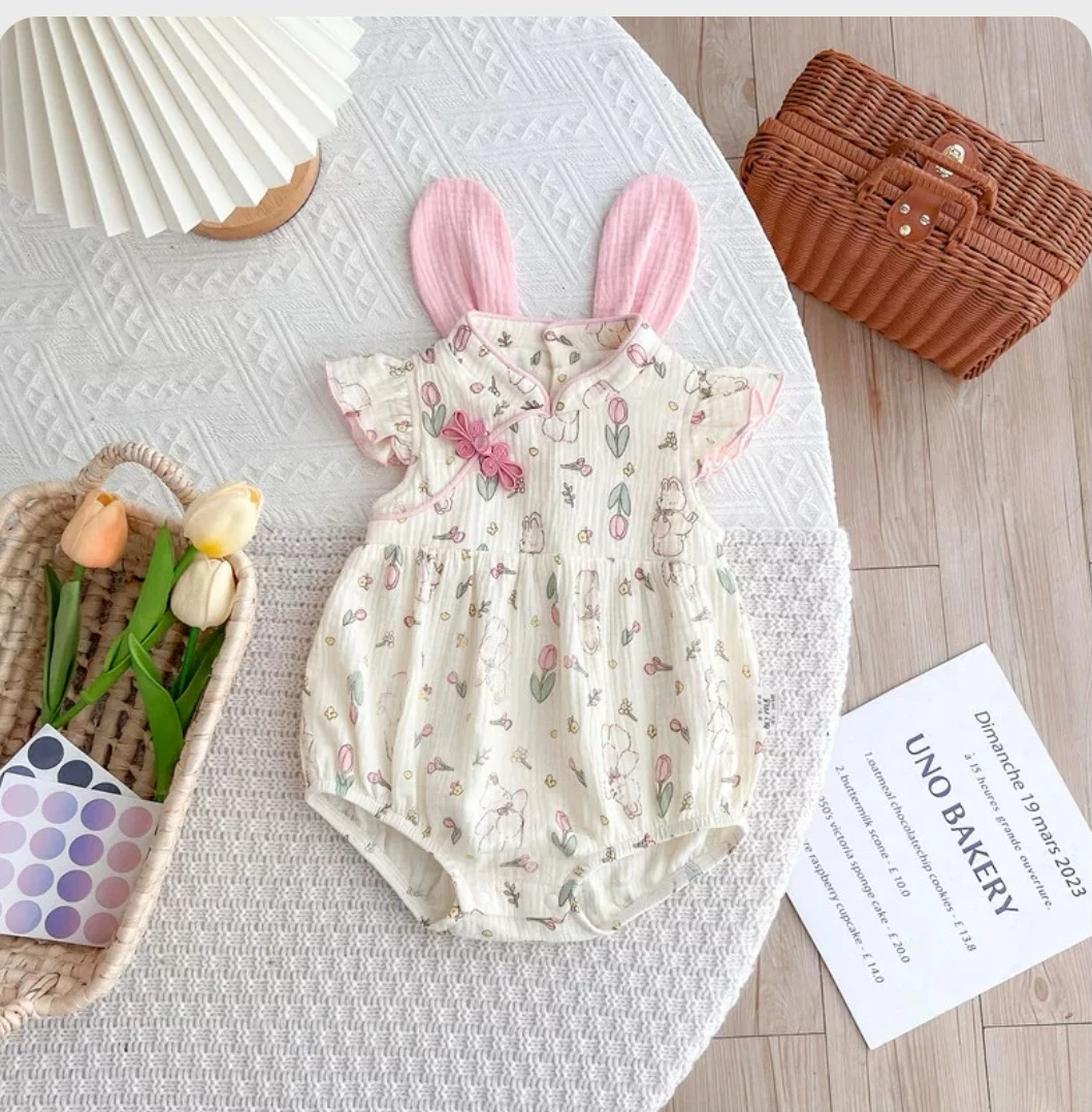 婴儿衣服夏季薄款新生儿包屁衣女宝宝连体衣满月百天公主哈衣夏装