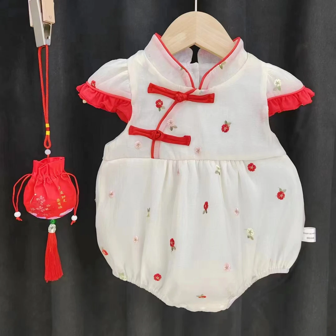 夏装薄款新生儿包屁衣婴儿衣服女宝宝连体衣满月短袖三角哈衣夏季