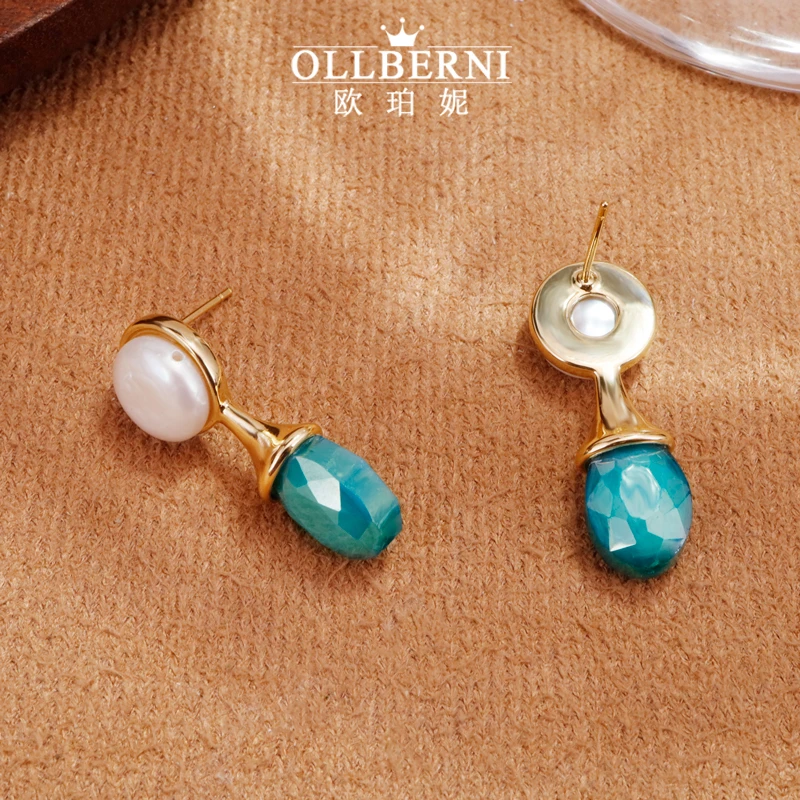 铜合金耳饰 气质蓝色轻奢时尚百搭复古法式小众精致优雅耳环-5096