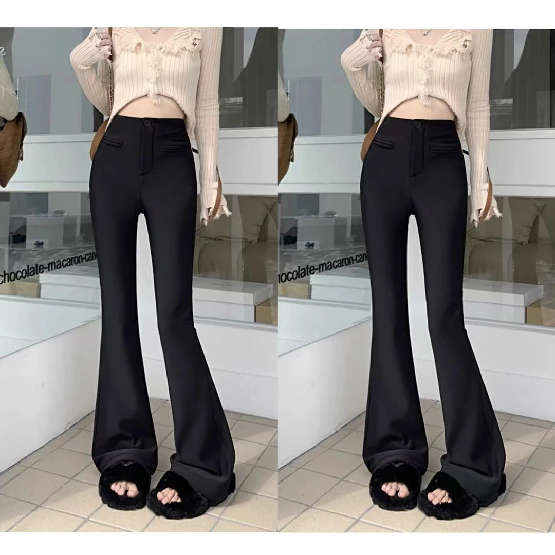 2024年新款冬季加绒显瘦时尚微喇裤9385