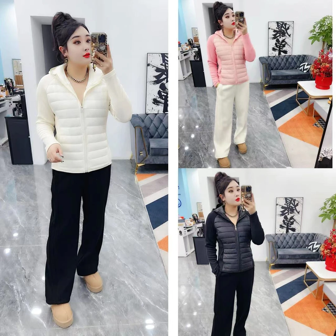 2024年新款显瘦拼接连帽加厚棉服显瘦外套9525