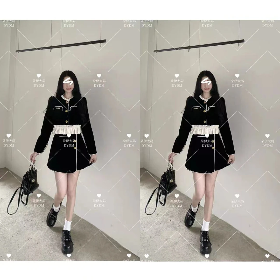 2024秋季新款欧货小香风丝绒洋气套装裙 5099