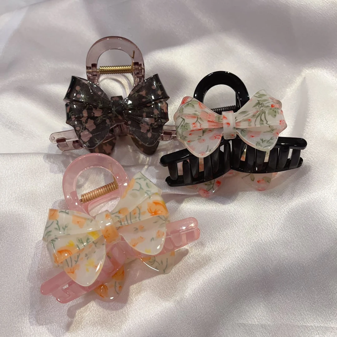 韩国 气质 小众 ins 手工 碎花 蝴蝶结 抓夹DX03