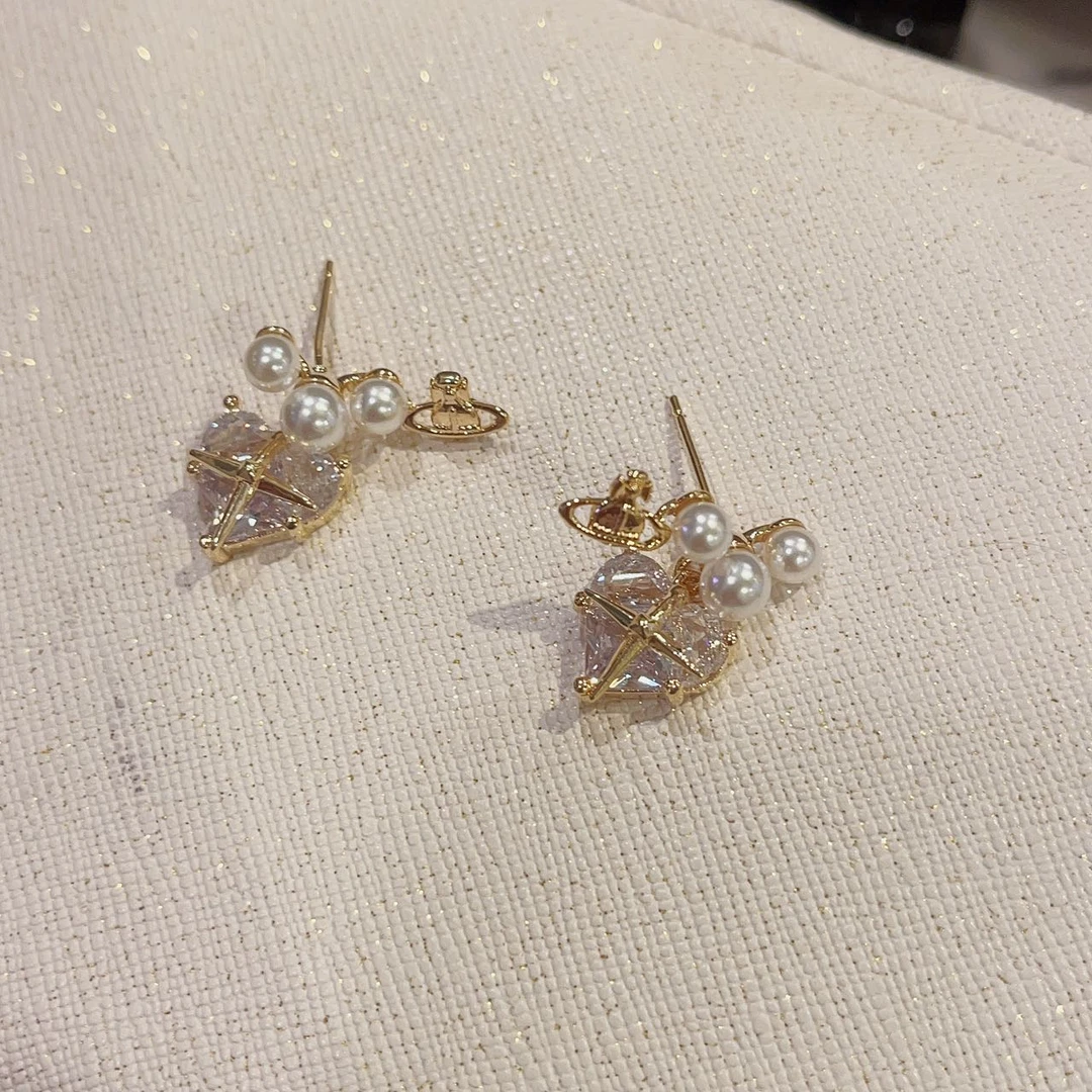 非金属耳饰 韩国 设计 气质 小众 ins 施家 爱心 闪钻 耳钉LX02