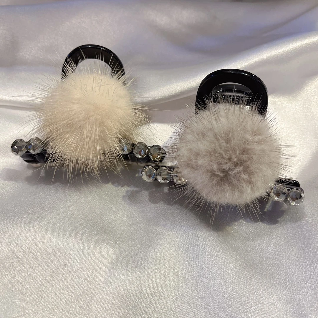 韩国 气质 小众 ins 手工 毛毛球 抓夹D293