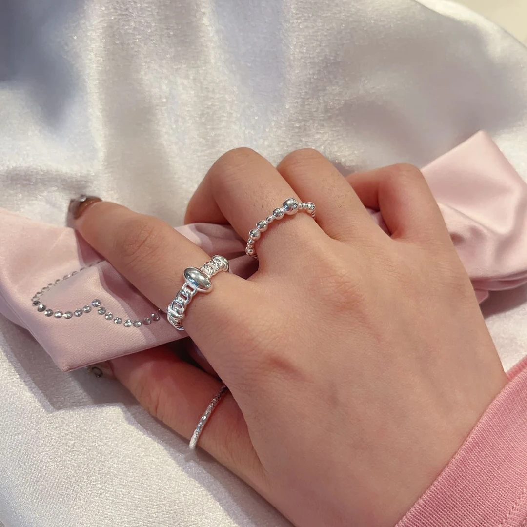 925银戒指 韩国 小众 ins 手工 通体925 简约 亮闪闪 戒指MX01