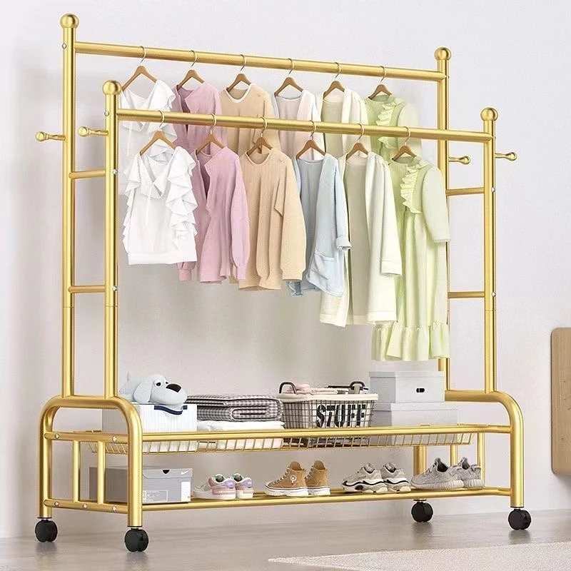 挂衣架轻奢落地卧室阳台家用衣架可移动简约收纳架多功能晒衣架子