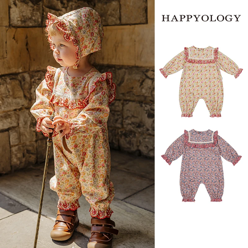 [2件9折]英国儿童春秋连身衣绣花婴幼儿宝宝长袖印花连体衣