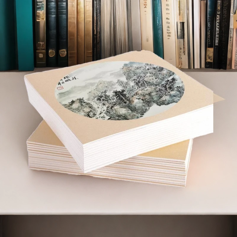 加厚国画生宣纸卡纸熟宣工笔画空白描书法专用纸圆形镜片装裱作品