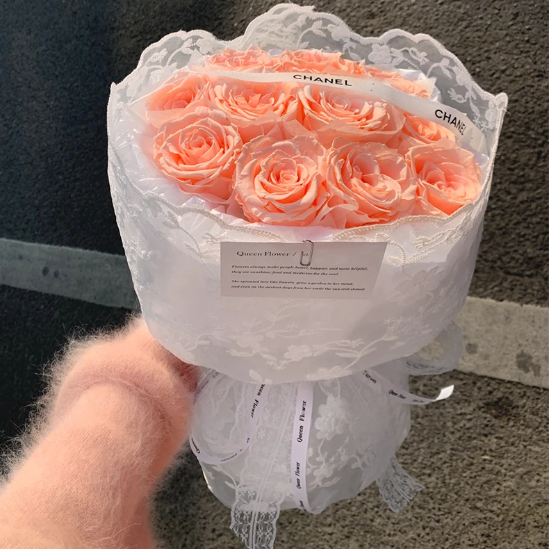 蕾丝刺绣镂包花布花束包装纸白色面料花艺手工diy礼物包装材料