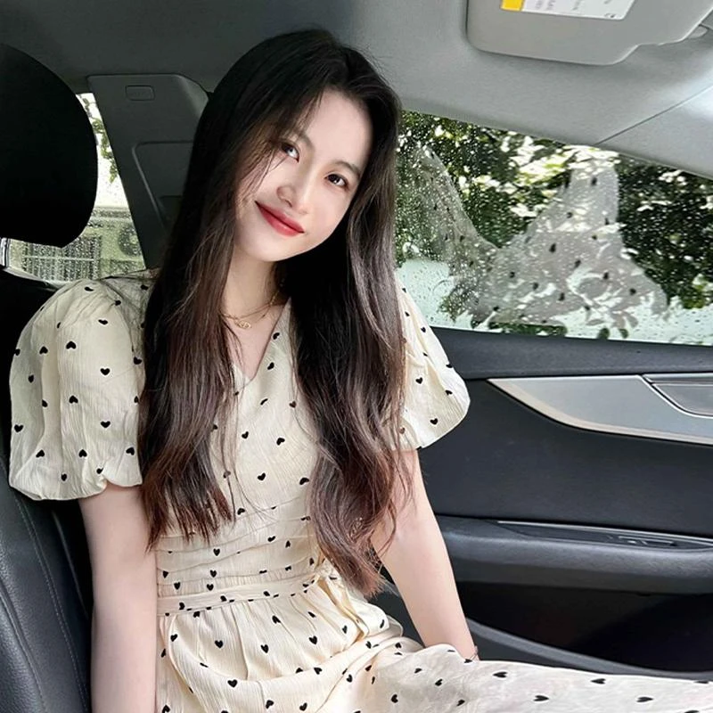 温柔风碎花连衣裙子女夏季新款收腰气质显瘦长裙9402