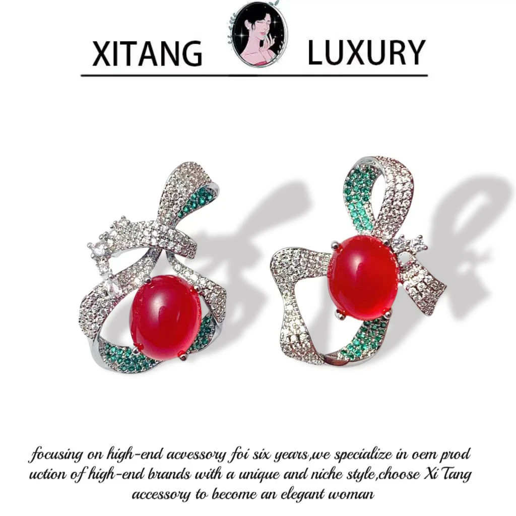 XITANG  《玫红瞬间》甜美百搭个性优雅复古耳钉耳环耳坠8311