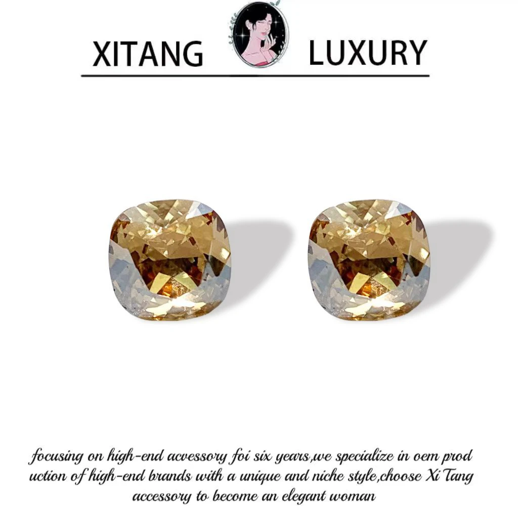 铜合金耳饰 《落日余晖》设计感优雅百搭耳钉耳环耳坠8525