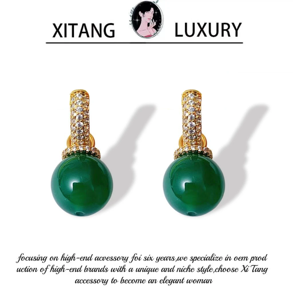 铜合金耳饰 《绿色星球》简约小众古风复古百搭耳钉耳环耳坠8065