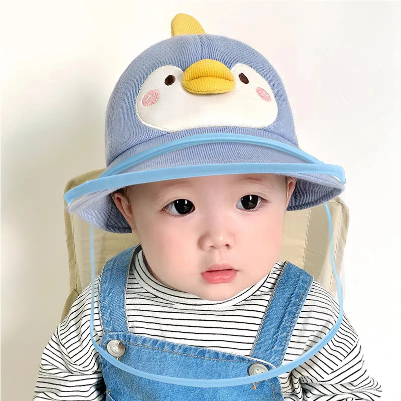 初生婴儿隔离防护面罩宝宝防飞沫帽儿童遮脸防疫帽可调节防护帽子