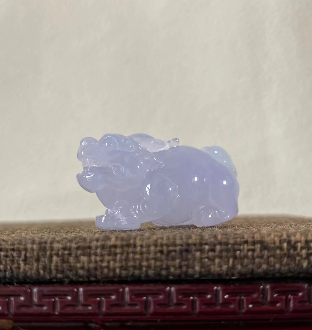 缅甸A货翡翠糯冰特色紫貔貅吊坠（承接翡翠私人订制，翡翠直播）气质