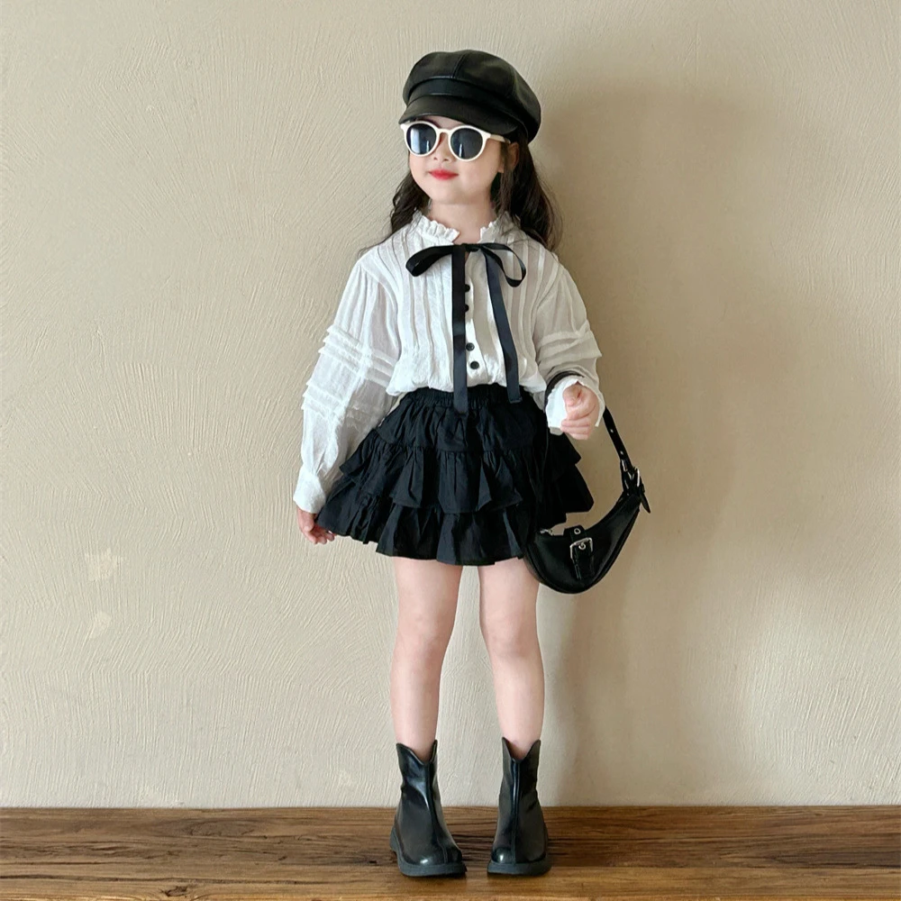 2024秋女童气质学院小香风衬衫甜美打揽花边小众法式上衣