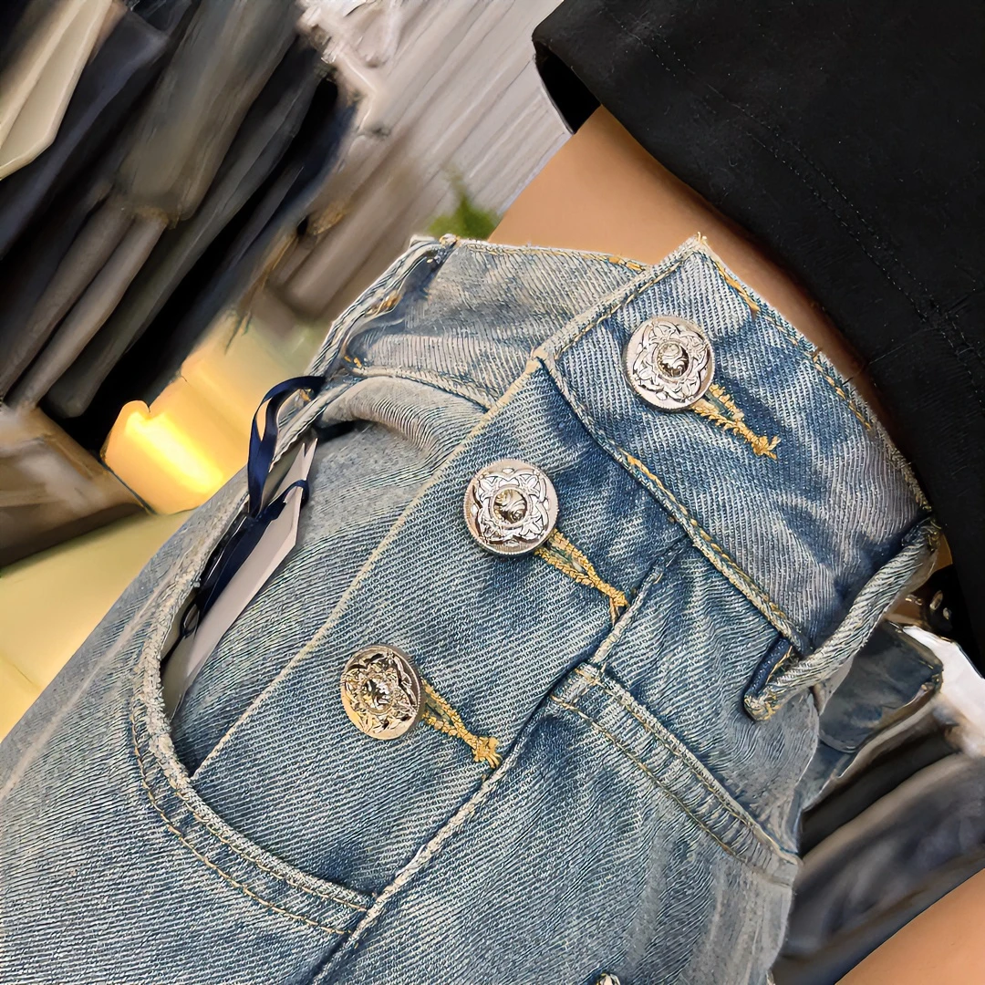 百搭中高腰显瘦牛仔裤女高腰宽松哈伦牛仔老爹裤1605/1606