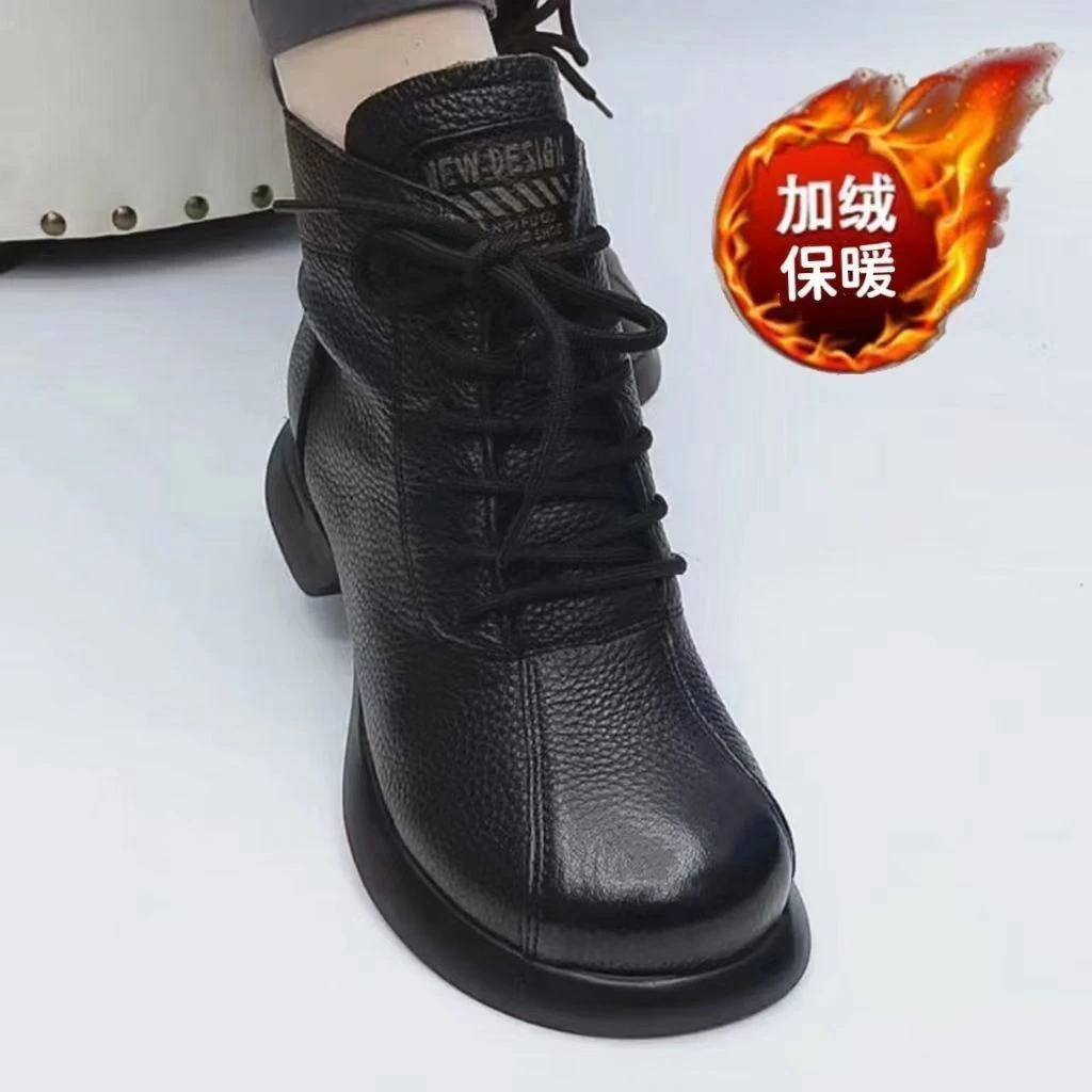 四季回力休闲短筒女靴冬加绒新款马丁靴舒适百搭女防滑复古厚底