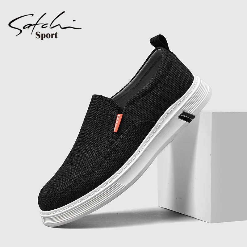 沙驰男鞋冬季透气软底商务休闲鞋懒人一脚蹬飞织轻便百搭驾车潮鞋