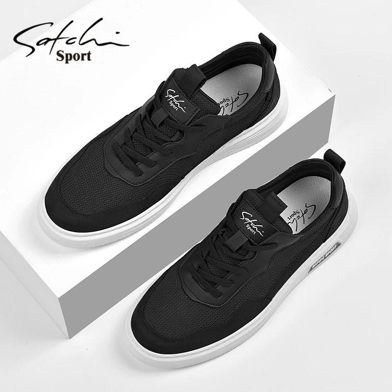 沙驰男鞋冬季男士休闲板鞋潮鞋轻便飞织网面软底爸爸单鞋透气百搭