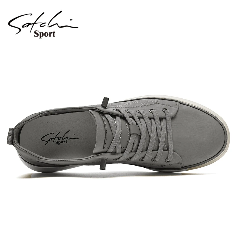 沙驰男鞋冬季冰丝透气浅色商务休闲鞋懒人松紧带男士低帮时尚潮鞋