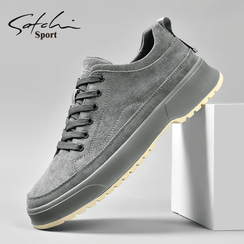 沙驰男鞋2025冬季新款男士休闲鞋黑色潮流百搭板鞋厚底耐磨布鞋子