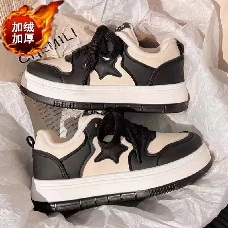 【加绒加厚】时尚板鞋女2023新款ins潮鞋学生厚底百搭秋冬季板鞋女