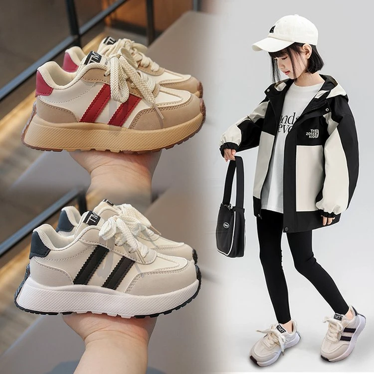 童鞋儿童运动鞋2024秋季新款男童小白鞋软底皮面女童老爹鞋运动鞋