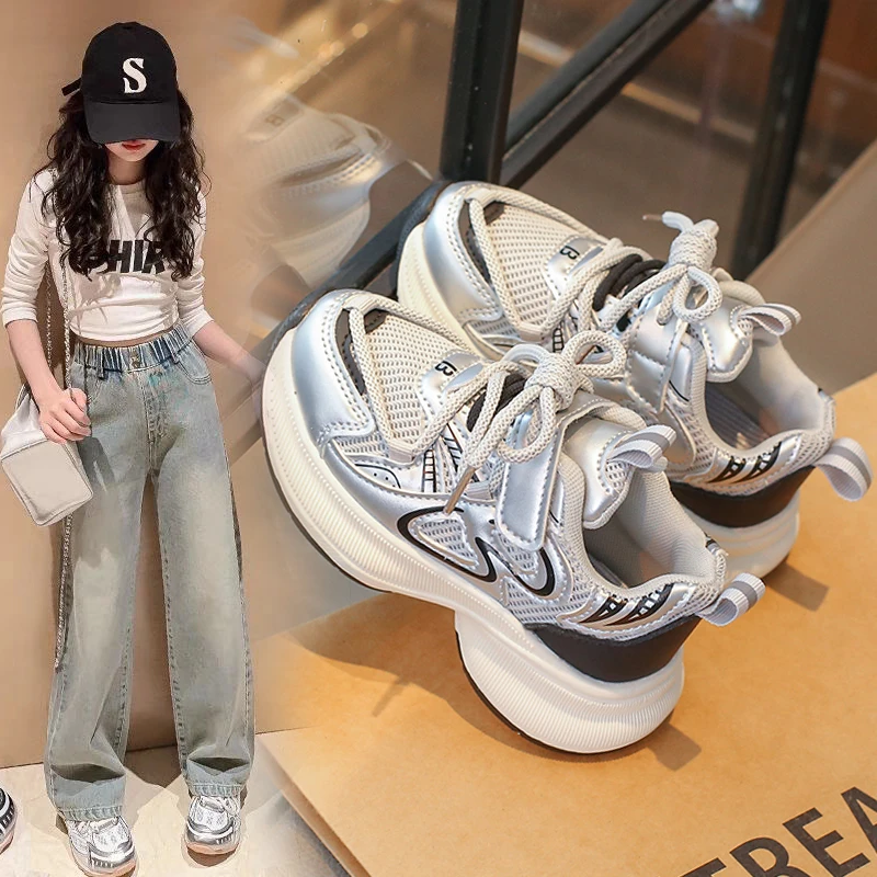 2024春秋季网红透气休闲鞋男童女童时尚百搭运动鞋软底中大童鞋