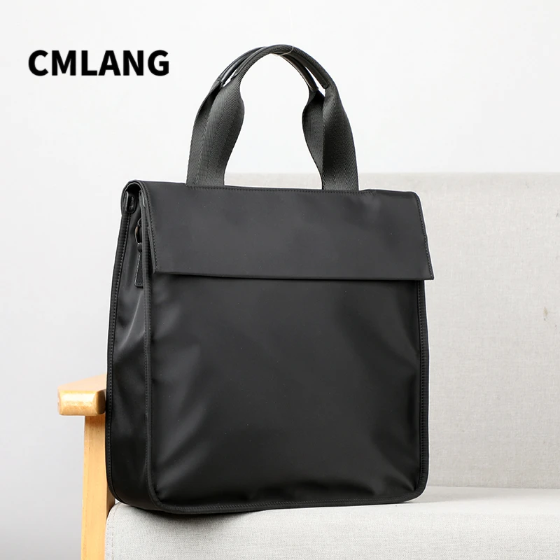 竖款手提包男帆布斜挎包休闲牛津布男包商务公文包通勤包有水杯位