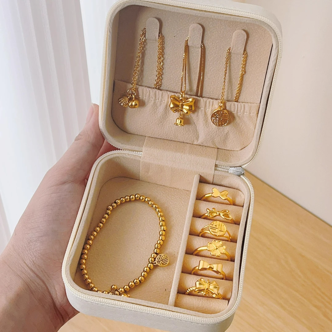 炎禹便携式首饰盒收纳盒耳钉耳环手饰品项链戒指小型精致迷你盒子