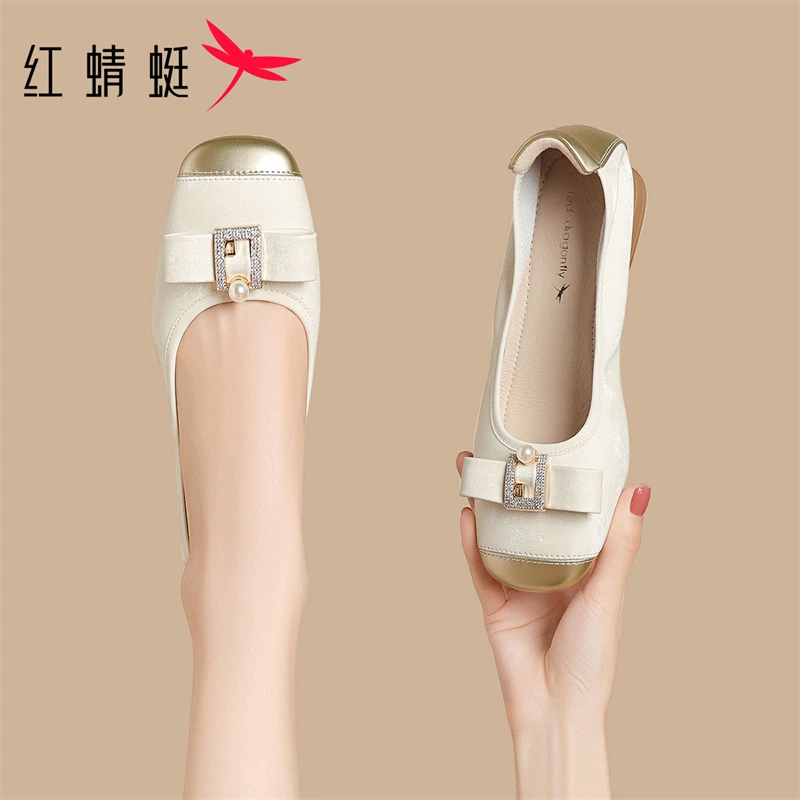 红蜻蜓中跟玛丽珍女鞋2025新款秋季气质单鞋高跟鞋小皮鞋法式绝美