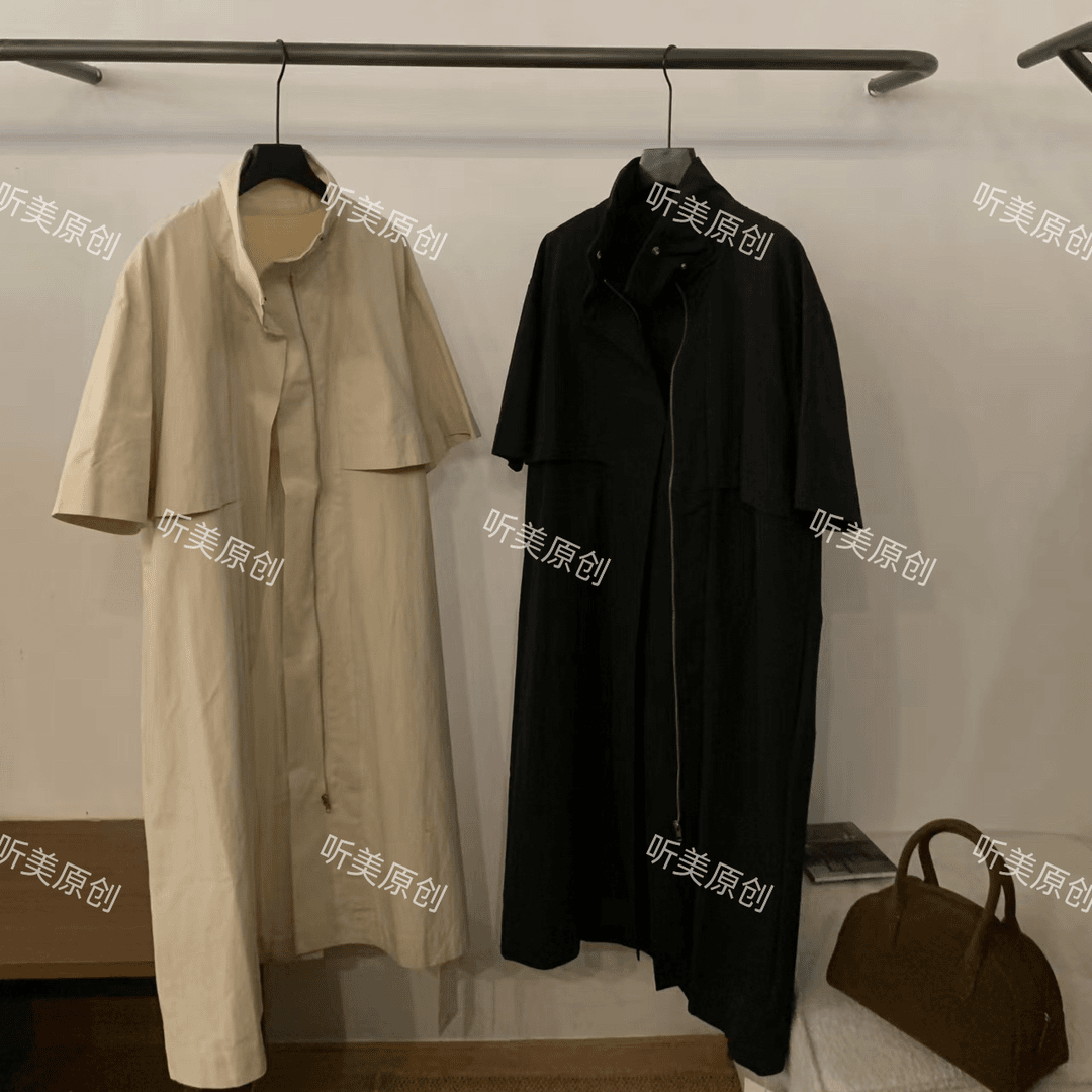 【媚儿推荐】春季新品五分袖宽松长款风衣外套
