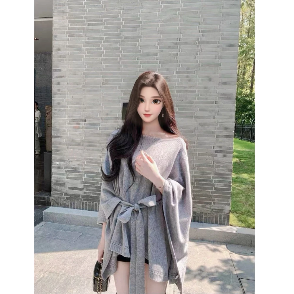 【XIAOBAWAN】韩系绑带收腰设计感斗蓬披休闲百搭慵懒外套